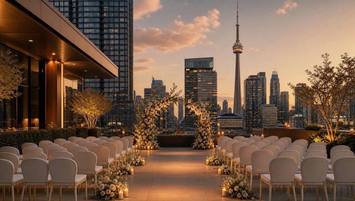 Park Hyatt Toronto rooftop terrace at dusk